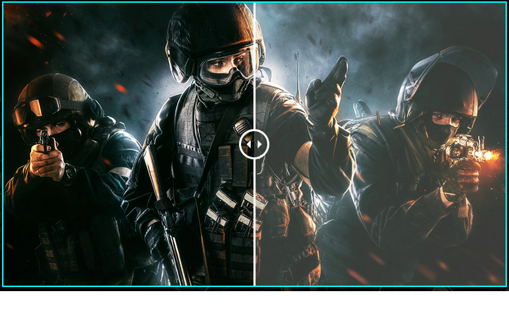 one image splited into two, showing different effect between msi monitors and others