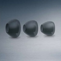 Three ear tips in different sizes, from left to right: large, medium and small