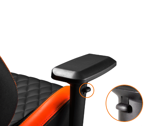Back shot of the ARMOR TITAN's right armrest moving up and down