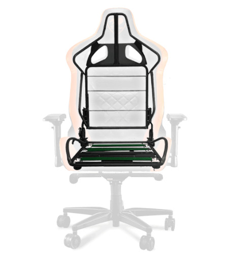 The ARMOR TITAN Gaming Chair facing forward transparent except for the steel frame in the middle