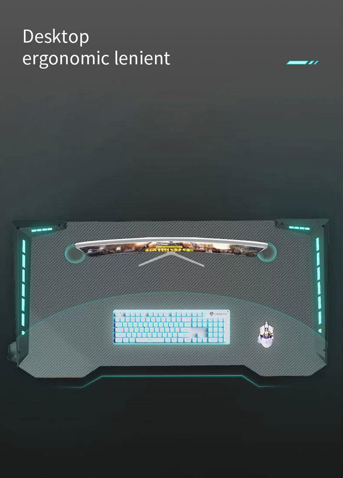 FUFU&GAGA 55inch Gaming Desk-game computer desk with LED lighting