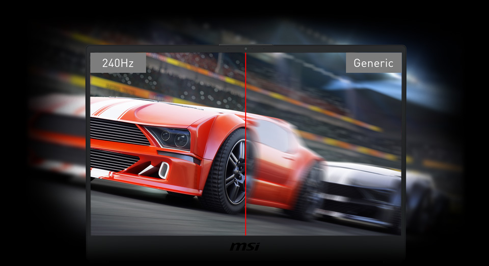 The screen has been separated into two parts: left is 240Hz screen and right is generic screen.