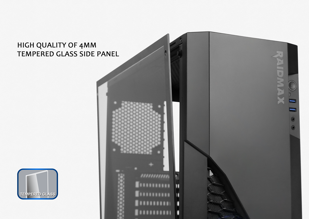 Closeup of the tempered glass side panel