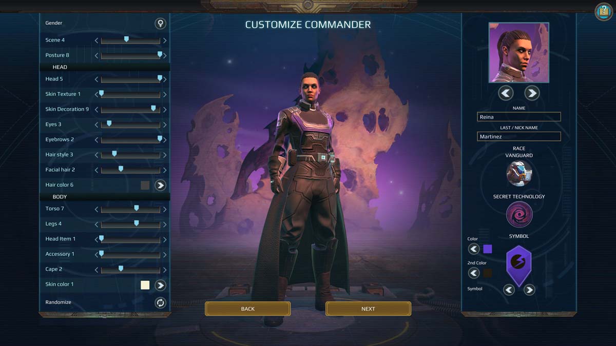 Age of Wonders: Planetfall Screenshot Customize Commander Screen