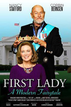 Poster of First Lady shows a man is putting a crown on a woman in front of him.