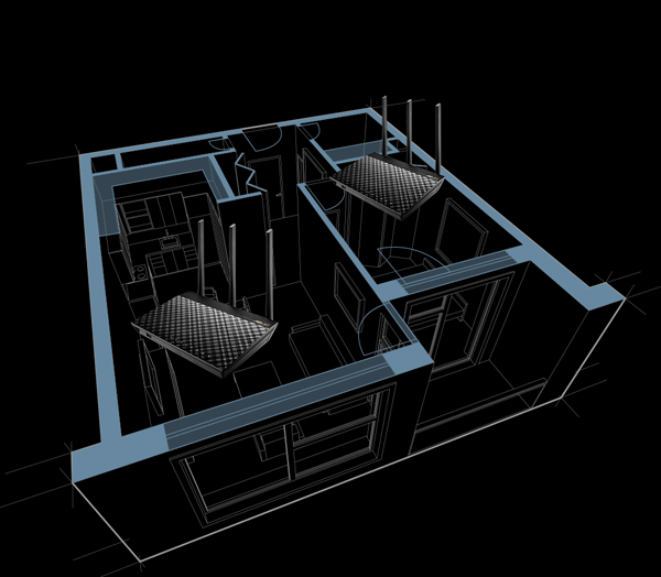 Gif of a Graphic of man Moving Around the Two Levels of His Home