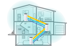 Multi-Story Home Graphic, Sideway Cut-Out Diagram