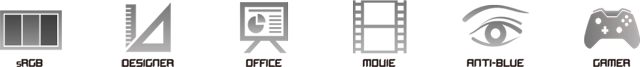 Icon - 6 modes: sRGB, Designer, Office, Movie, Anti-blue and Gamer