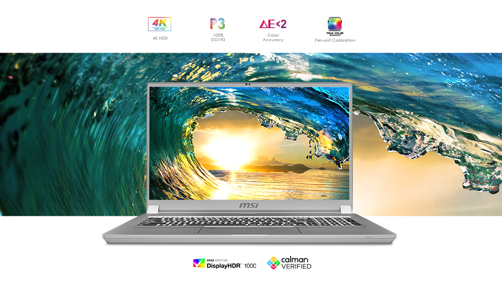 Features of display: 4k, wide color range, delta-E<2, True Color technology