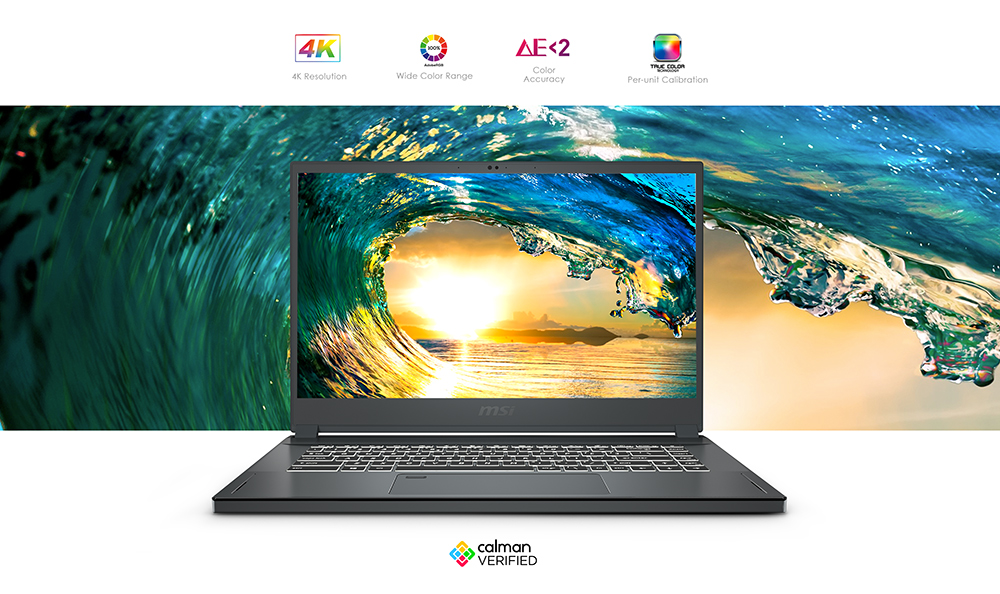 Features of display: 4k, wide color range, delta-E<2, True Color technology