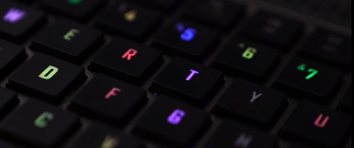 Colorful backlit keys.