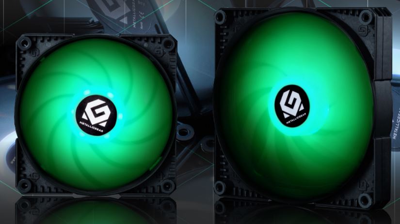 Two Green RGB-Lit MetallicGear Skiron Case Fans