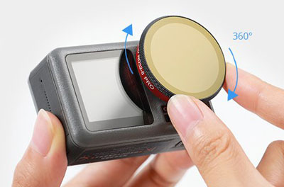Demonstration showing that the filter can be rotated 360 degrees