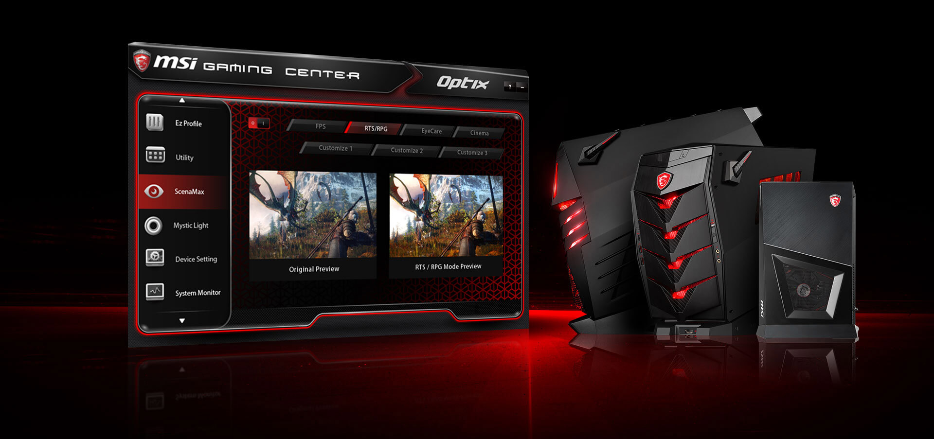 a monitor and a gaming control screenshot