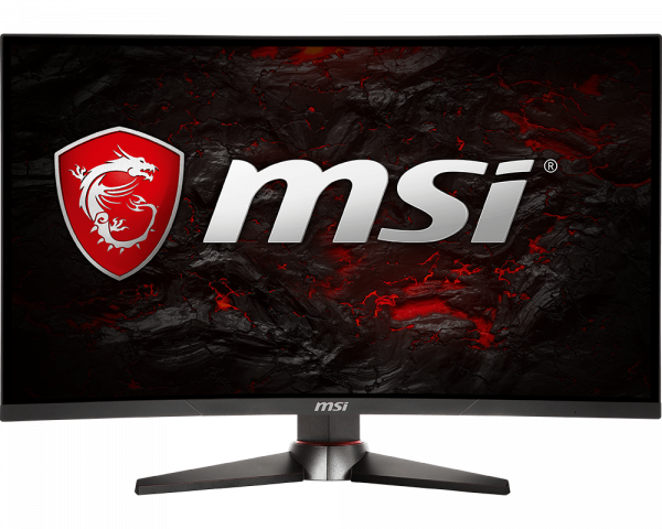 Optix mag270vc monitor with MSI logo in the center as screen