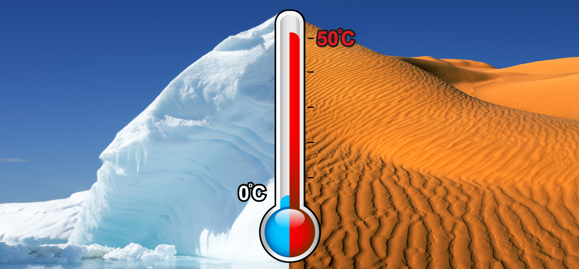 one image splited into two, showing different effect between 0°C to 50°C