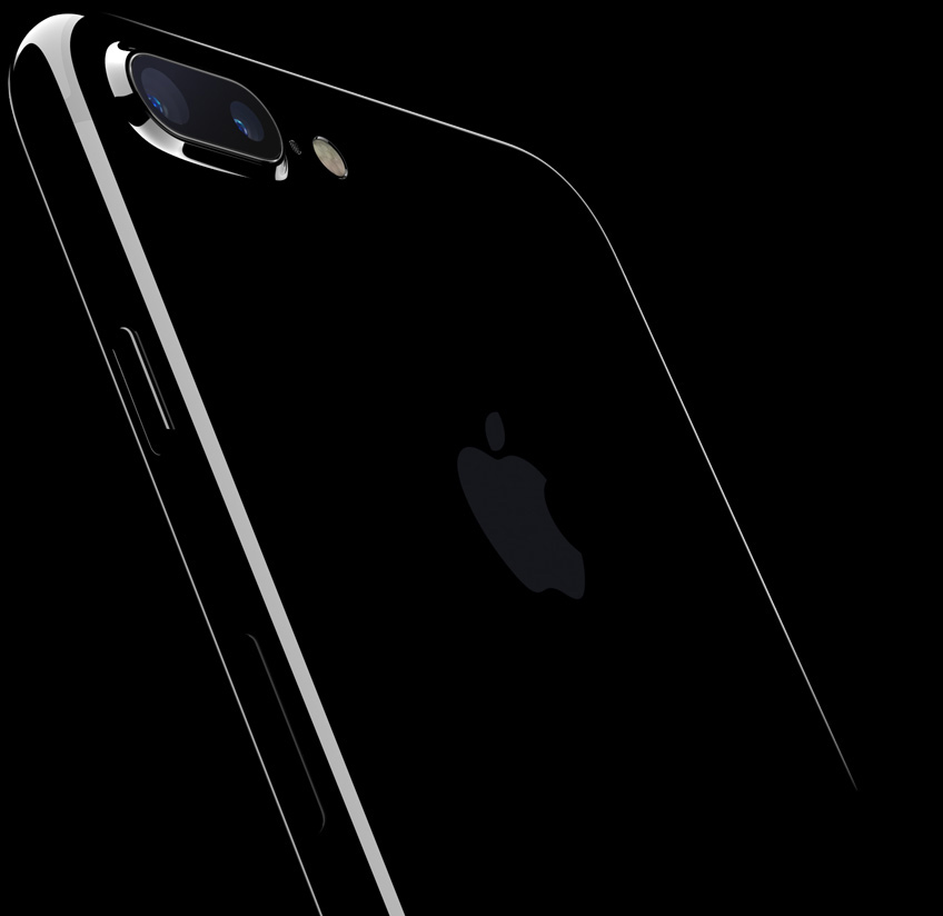 iPhone 7 in jet black angled to right