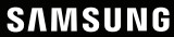 Samsung logo, white text on a black background