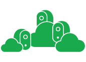 Clipart of three cameras and three clouds