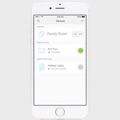 A White Smartphone with the Kasa Smart app open