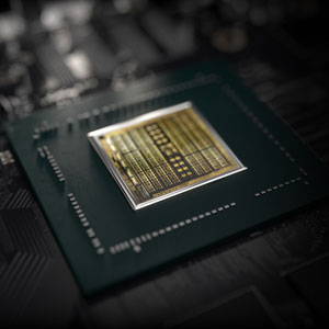 Close-up view of Turning GPU