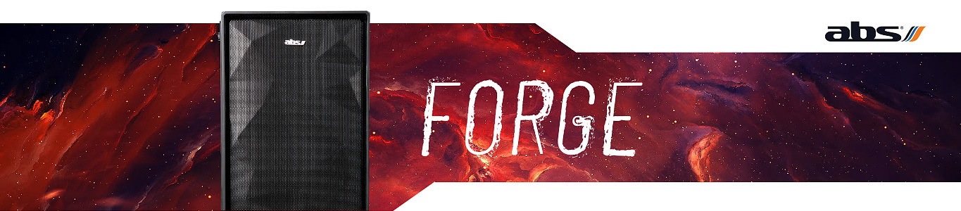 ABS Forge - Ryzen 7 3800X - Cooler Master facing forward and ABS logo and FORGE icon