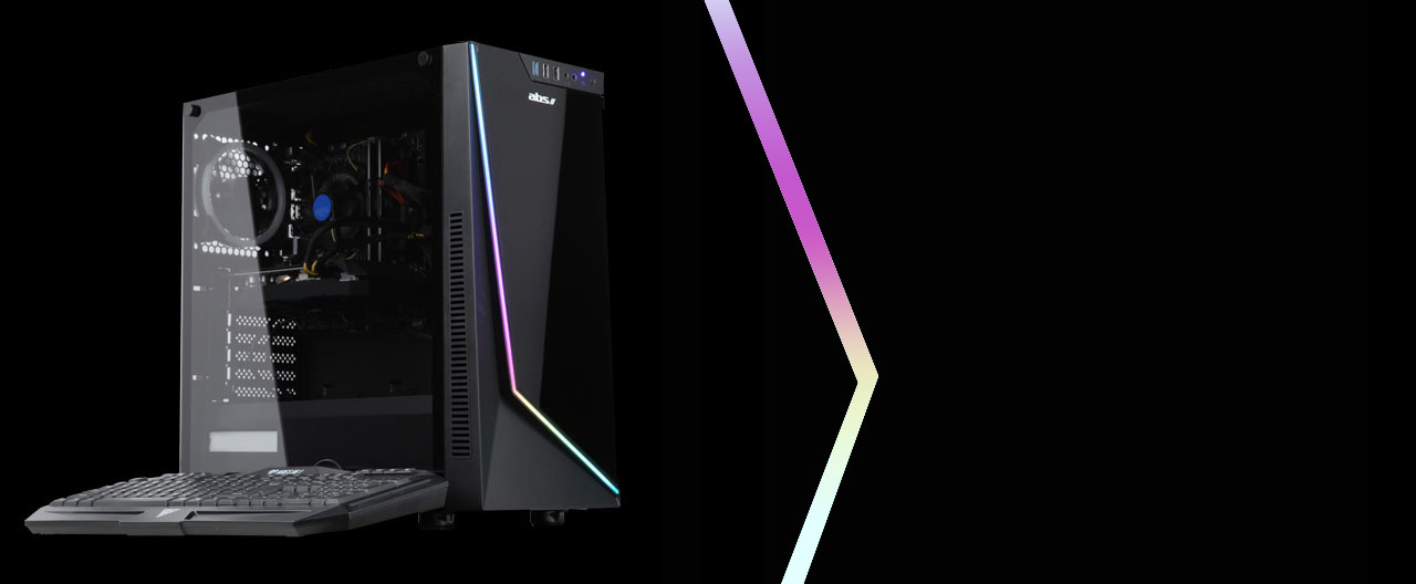 A desktop is illumnating in rainbow colors