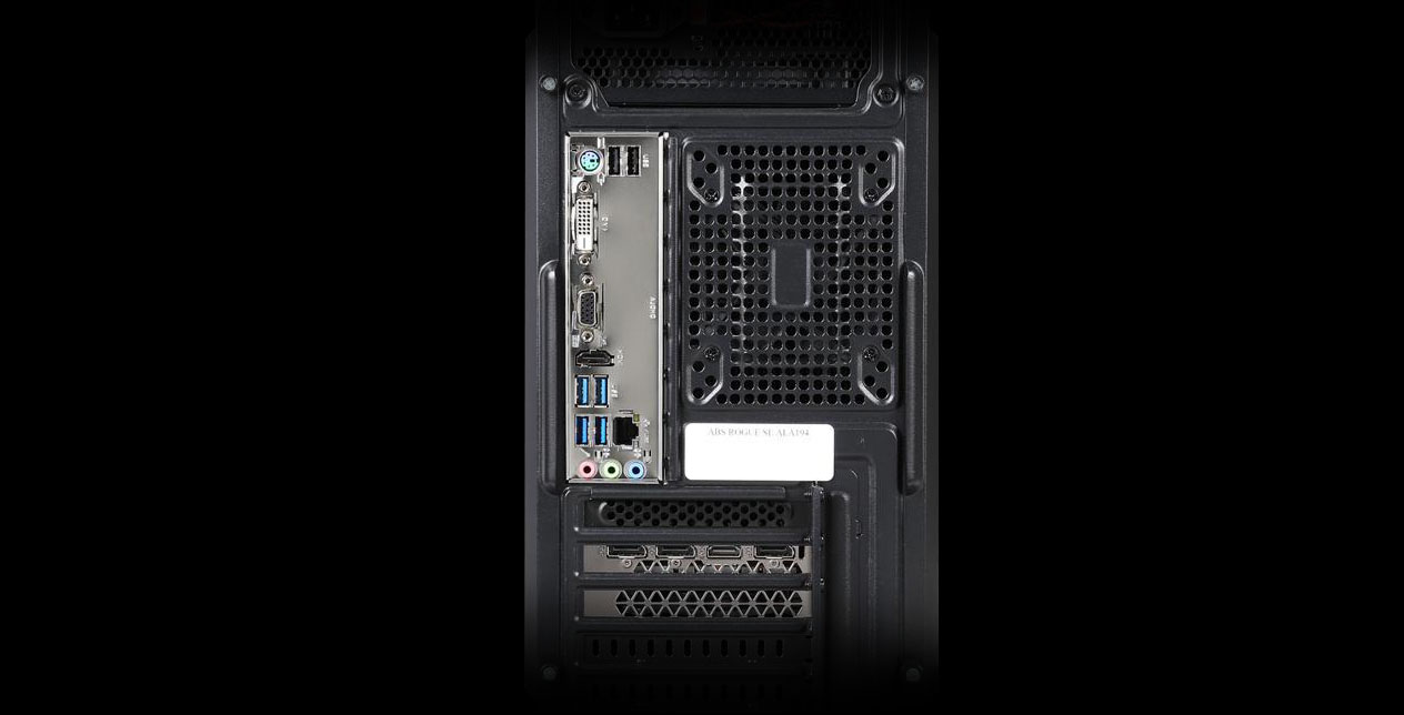 A close-up view of rear I/O ports.