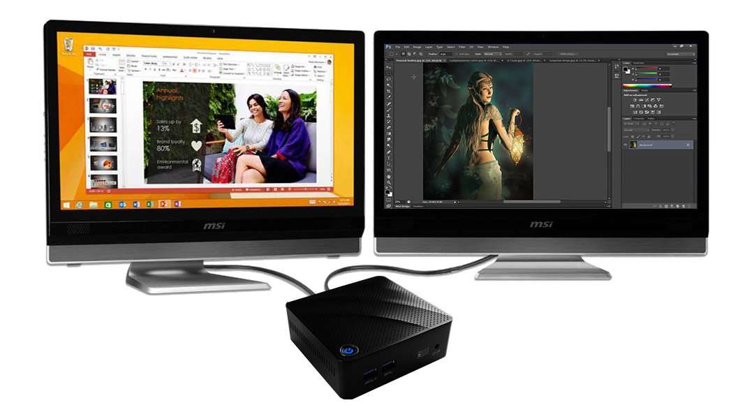 Cubi N is connecting two external display at the same time