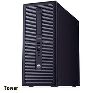 Tower HP ProDesk 600 G1 Desktop PC Standing Up, Angled to the Left