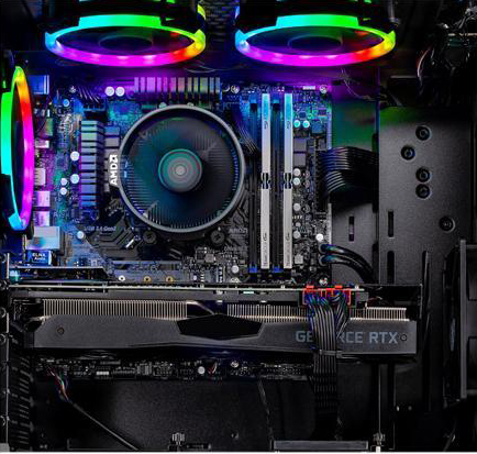 A close-up view of components installed on the motherboard