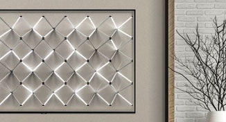 Modern art installation on a home wall