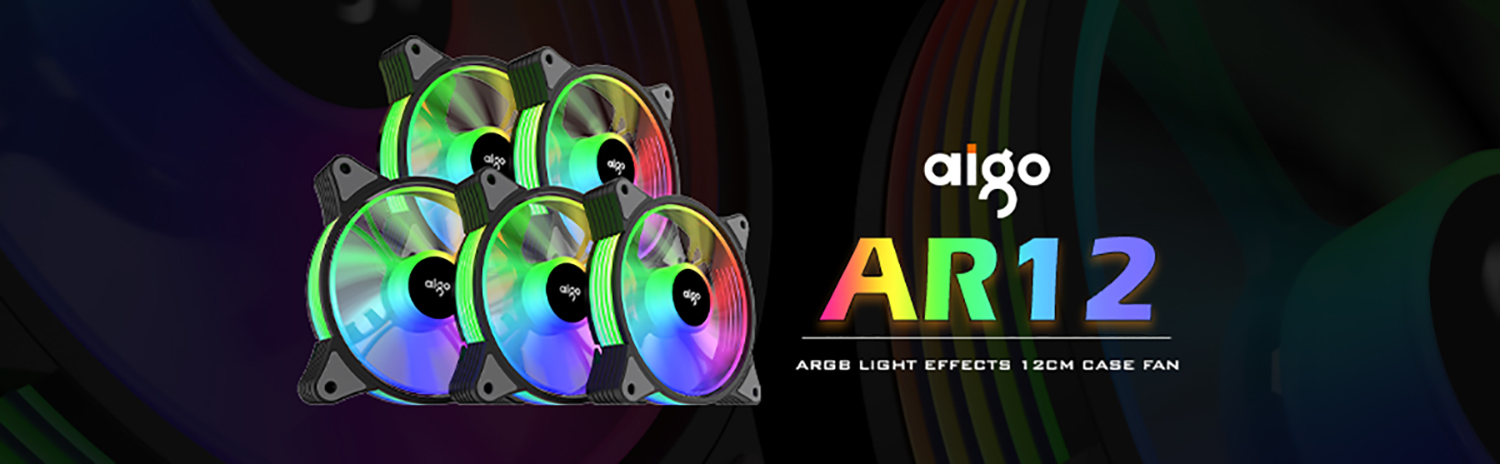 aigo AR12 Computer Case Fan ARGB ARUA SYNC 3Pin 120mm Cooling Fans PC Fan
