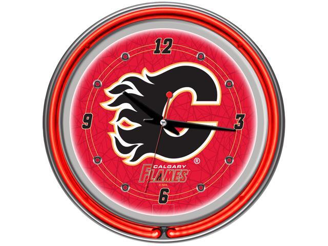 NHL Calgary Flames Neon Clock - 14 inch Diameter