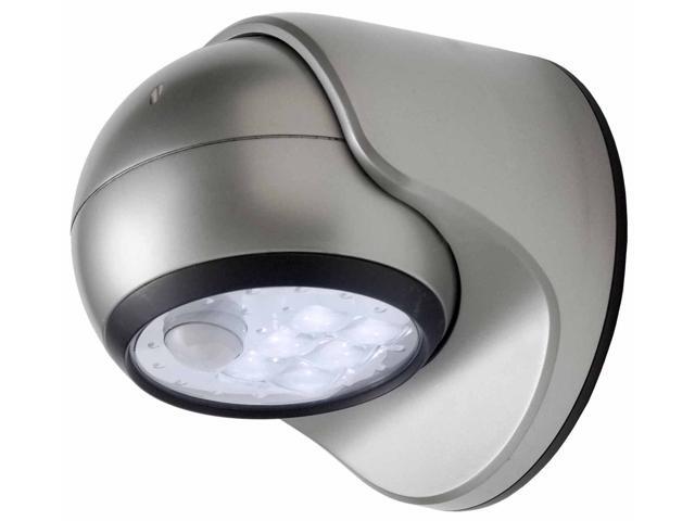 Contemporary Brushed Steel 6 LED Battery Operated Porch Light, Silver