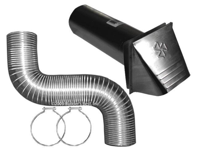 Builders Best 110537 4 X 5 Dryer Vent Kit With Wide Mouth Aluminum Hood And Metal Clamps 