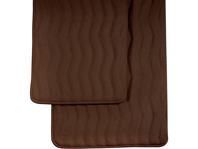 Lavish Home  2 Piece Memory Foam Bath Mat Set - Chocolate