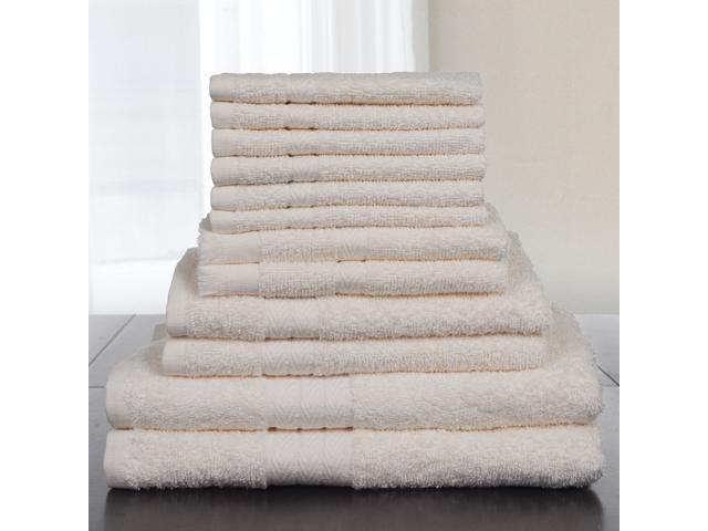 Lavish Home 12 Piece 100% Cotton Towel Set - Bone