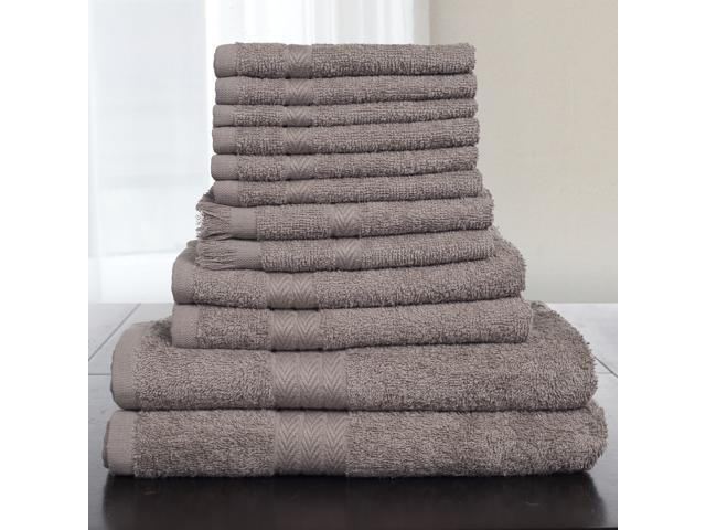 Lavish Home 12 Piece 100% Cotton Towel Set - Taupe