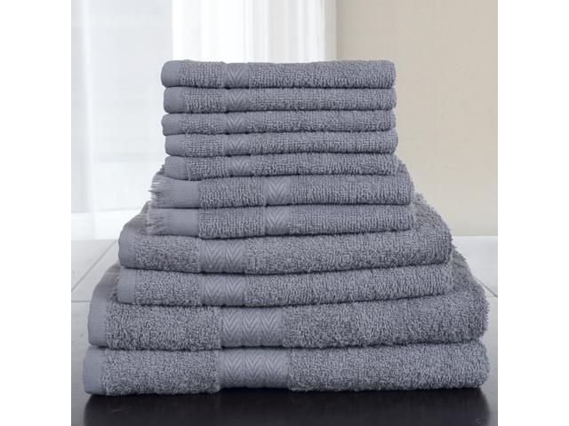 Lavish Home 12 Piece 100% Cotton Towel Set - Silver