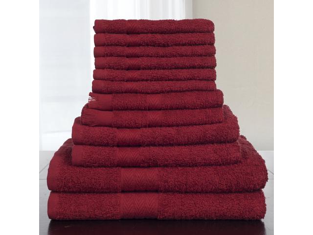 Lavish Home 12 Piece 100% Cotton Towel Set - Burgundy