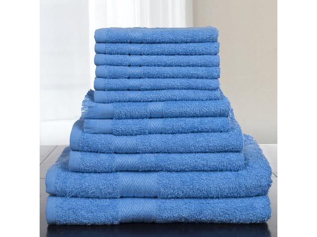 Lavish Home 12 Piece 100% Cotton Towel Set - Blue