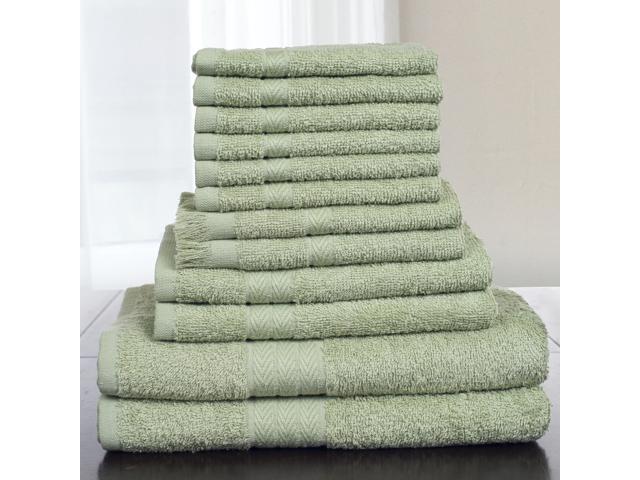 Lavish Home 12 Piece 100% Cotton Towel Set - Sage Green