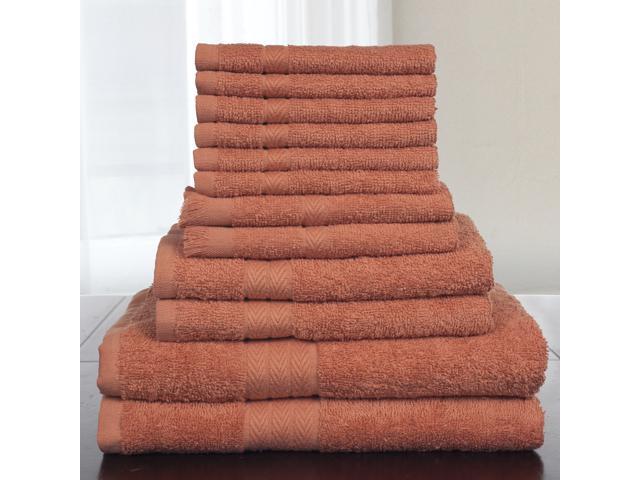 Lavish Home 12 Piece 100% Cotton Towel Set - Brick