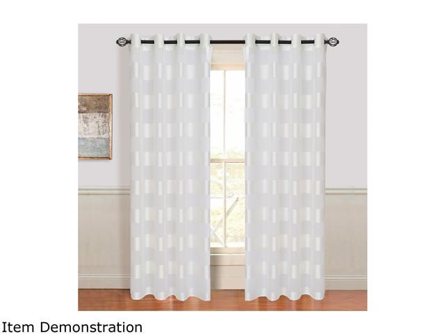 Lavish Home Set of 2 Sofia Grommet Curtain Panel - White