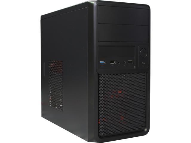 DIYPC M89-R Black/Red USB 3.0 Micro-ATX Mini Tower Gaming Computer Case with Dual Red Fans 