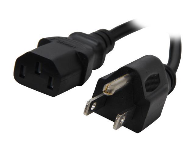 Coboc POWER-MF-6-BK 18AWG Universal Power Cord for NEMA 5-15P to IEC320C13, Black (6 Feet/1.83 Meters)