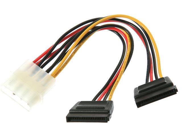 Rosewill RC-6"-PW-4P-2SA 6" Molex 4pin Male to Two 15pin SATA Power Cable