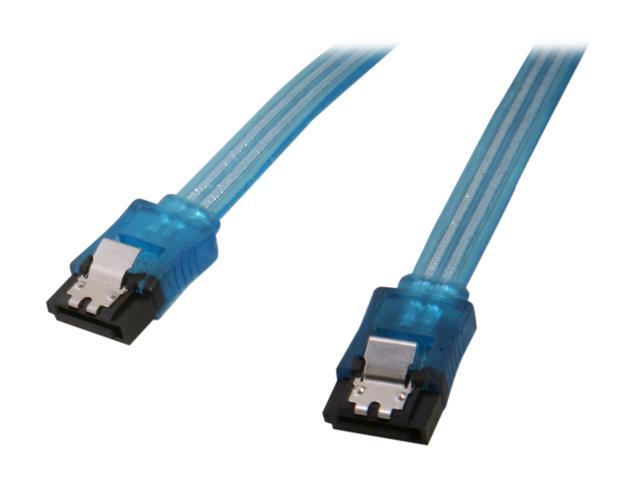 Rosewill RCAB-11039 - 24" UV Blue Flat SATA III Cable with Locking Latch - Supports 6 Gbps, 3 Gbps, and 1.5 Gbps Transfer ...