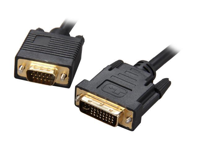 Rosewill RCDV-11006 - Black, 6-Foot DVI-I Male to VGA Male Cable